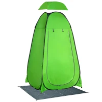 Outsunny Tenda Doccia da Campeggio per Esterni con Porta a Cerniera, Borsa, Portaoggetti e Gancio, 126x124x189cm, Verde(m-1)