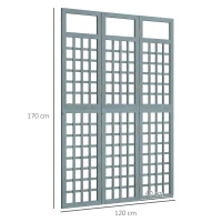 Outsunny 3-Panel Garden Privacy Screen, Freestanding Foldable Wooden Outdoor Divider/Trellis, Decorative Privacy Screen, Grey(m-3)