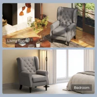 HOMCOM Elegante Oorfauteuil, Dik Gepolsterd, Afneembare Hoes, 74 x 86 x 102 cm, grijs+zwart(m-8)