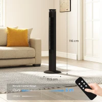 HOMCOM Tower Fan with WiFi Control Standing Floor Fan with Remote Control 116 cm Black(m-3)
