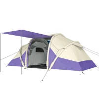 Outsunny Inflatable Tent 2 Bedroom 3000mm Waterproof Windproof Air Tent with Carry Bag for 2-4 Person(m-1)