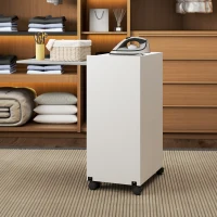 HOMCOM Mueble para planchar, tabla de planchar plegable con ruedas con puertas de apertura por presión, bisagras de cierre suave, blanco(m-6)