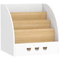 AIYAPLAY Scaffale per Bambini a 4 Livelli per la Camera per Bambini Sala Giochi 60x53x60 cm Bianco e Naturale(m-1)