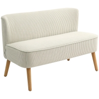 HOMCOM Tweezitsbank, Zachte Bekleding, Onderhoudsvriendelijk, Tot 150 kg Belastbaar, 117 x 56,5 x 77 cm, Crème Wit