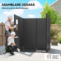 Outsunny Magazie de Grădină 2.89m² din PP și Aluminiu cu Podea, Depozit Grădină cu Uși Duble cu Încuietoare, Aerisiri, 3 Ferestre, Acoperiș Înclinat, Mănuși, Gri Închis(m-7)