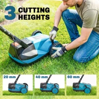 Outsunny 18V Cordless Lawnmower with 2 x 4Ah Batteries & Charger, Battery Lawn Mower with 21cm Cutting Width, 3 Cutting Heights(m-8)
