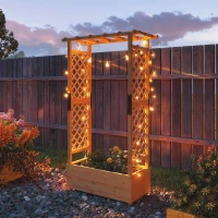 Outsunny Fir Wood 110 x 44 cm Planter and Trellis Garden Bed(m-8)