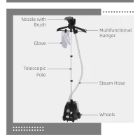 HOMCOM Clothes Steamer with Adjustable Pole Clothes Steamer 11 Steam Levels 41-110 cm Black(m-5)