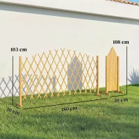 Outsunny Set 2 pannelli di recinzione estensibili in legno, 180x30x103 cm, Legno Naturale(m-3)