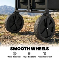 Outsunny 95L Foldable Festival Trolley on Wheels, Collapsible Wagon Cart with Adjustable Handle and 2 Cup Holders, Black(m-8)