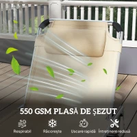 Outsunny Șezlong de plajă, Pliabil cu suport pentru cap, spătar reglabil, aluminiu și textilene, bej(m-6)