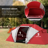 Outsunny 4-6 Man UV Protection Camping Tent - Grey and Red(m-4)