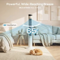 HOMCOM Tower Fan with WiFi Control Standing Floor Fan with Remote Control 116 cm White(m-5)