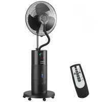 HOMCOM Ventilador de pie 4 en 1 con niebla de agua, purificador de aire, protección contra mosquitos, temporizador de 9 horas, 3 modos, mando a distancia, Negro