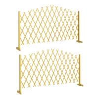 Outsunny Set de 2 panouri extensibile de gard pentru grădină exterioară din lemn pentru decor terasă 180x30x103 cm Natural