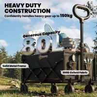 Outsunny Bolderkar 80L Opvouwbare Handkar Tuinkar Transportkar met Telescoopgreep Achterklep Bekerhouders(m-6)