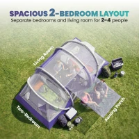 Outsunny Inflatable Tent 2 Bedroom 3000mm Waterproof Windproof Air Tent with Carry Bag for 2-4 Person(m-5)