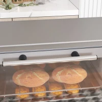 HOMCOM Mini-oven, 9 L met Bakplaat, Grillrooster, Instelbare Temperatuur en Kooktijd, Roestvrij Staal, Zilver(m-9)