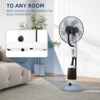 HOMCOM Spray Misting Fan, Floor Fan with Water Mist Spray, 70° Oscillation, Tilt Head, 3 Speeds, 2.8L Water Tank, White(m-7)