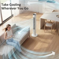 HOMCOM Tower Fan with WiFi App Control Standing Floor Cooling Fan Remote Control 101.8 cm White(m-8)