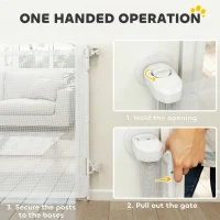 PawHut Traphek Deurhek Uitschuifbaar 0-140 cm met Eénhandige Bediening voor Baby's Huisdieren voor Trappen Deuren Wit(m-5)