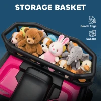 AIYAPLAY 12V Kids Electric Ride on ATV, Battery-Powered Quad Bike w/ Spring Suspension, Forward Backward, Storage Basket, Pink(m-5)