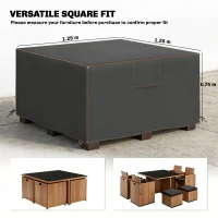 Outsunny Garden Furniture Cover, Waterproof Patio Furniture Cover with Air Vent, 420D Oxford Fabric, 125 x 125 x 74 cm, Black(m-3)