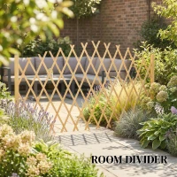 Outsunny Set de 2 panouri extensibile de gard pentru grădină exterioară din lemn pentru decor terasă 180x30x103 cm Natural(m-5)