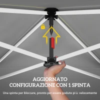 Outsunny Gazebo Pieghevole Pop-Up 3x3 m con Parete Laterale, in Metallo e Tessuto Oxford, Beige(m-4)