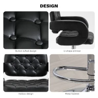 HOMCOM Hoker barowy, regulowany, obrotowy 360°, z metalowym stelażem, oparciem, podnóżkiem, 61x50x93-113 cm, czarny(m-7)