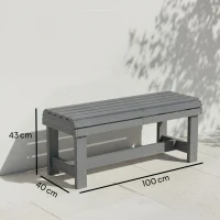 Outsunny Wooden Outdoor Bench, 2 Seater Garden Bench, Backless Patio Bench with Slatted Curved Seat, Grey Embossed Finish(m-3)