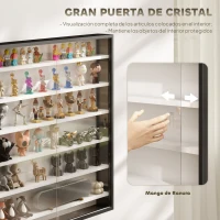 HOMCOM Vitrina de Pared de Madera con Estantes Ajustables y 2 Puertas Correderas de Cristal 80x9,5x83 cm Negro(m-5)