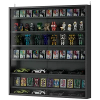 HOMCOM Vitrina de Pared de Madera con Estantes Ajustables y 2 Puertas Correderas de Cristal 80x9,5x83 cm Negro(m-11)