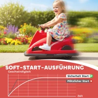 AIYAPLAY Autoscooter für Kinder, um 360 Grad drehbar, Lenkrad, LED-Lichter, Musikfunktion, 3-8 Jahre, Rot(m-7)