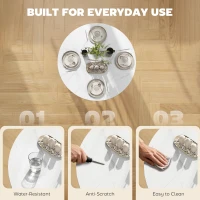 HOMCOM Folding Dining Table, Drop Leaf Table with Open Shelf, Rolling Kitchen Table for Dining Room, Small Spaces, White Marble(m-6)