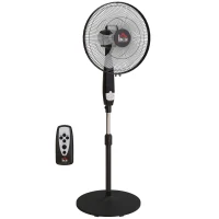 HOMCOM 16" Pedestal Standing Floor Fan, Oscillation Cooling Fan with Remote Control, Black(m-10)