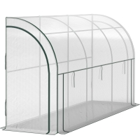 Outsunny Muurgemonteerd Kas, Toegankelijk Plantenhuis, Kunststof Zeil, 300 x 80 x 157 cm, Wit