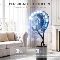 HOMCOM 4-in-1 Staande Ventilator met Waternevel, Luchtreiniger, Muggenbescherming, 9-uur Timer, 3 Modi, Afstandsbediening, Zwart(m-4)