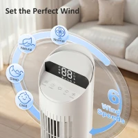 HOMCOM Tower Fan with WiFi App Control Standing Floor Cooling Fan Remote Control 101.8 cm White(m-6)