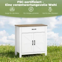 HOMCOM Dressoir Buffetskast, Boerderij-keukenkast met schuifdeuren en verstelbare plank, Wit(m-7)