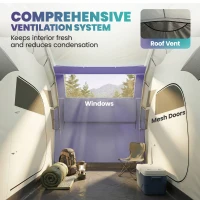 Outsunny Inflatable Tent 2 Bedroom 3000mm Waterproof Windproof Air Tent with Carry Bag for 2-4 Person(m-6)