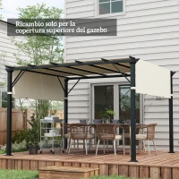 Outsunny Copertura per Gazebo Pergola 3x3 m in Poliestere con Tasche e Cinghie, 488x122 cm, Bianco Crema(m-2)
