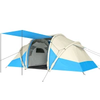 Outsunny Inflatable Tent 2 Bedroom 3000mm Waterproof Windproof Air Tent with Carry Bag for 2-4 Person(m-1)