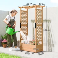Outsunny Fir Wood 110 x 44 cm Planter and Trellis Garden Bed(m-3)