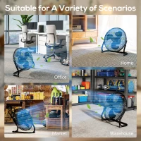 HOMCOM 20" Metal Floor Fan with Tilting, High Velocity, 3 Speed, Portable Gym Fan for Home Office, Black(m-5)