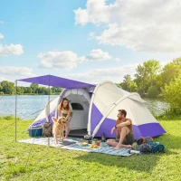 Outsunny Inflatable Tent 2 Bedroom 3000mm Waterproof Windproof Air Tent with Carry Bag for 2-4 Person(m-2)