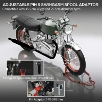 HOMCOM Front Motorcycle Paddock Stand Motorbike Stand with Anti-Slip Mat, Adjustable Pin and Swingarm Spool Adaptors, 200 kg Capacity, for 18", 17" and 10" Tyre, Red(m-4)