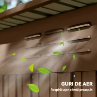 Outsunny Căsuță de Grădină 1.37m² din Metal, Montaj Ușor, Căsuță pentru Unelte de Grădină cu Orificii de Aerisire, Ușă Glisantă, Acoperiș Înclinat și Mănuși, 159x106x181 cm, Maro(m-8)