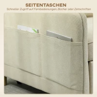 HOMCOM Slaapfauteuil 3-in-1 omvormbare fauteuil met bedfunctie, brede zit voor woonkamer, beige(m-7)