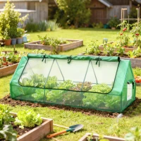 Outsunny Estufa de Jardim Mini Estufa 240x90x90 cm com Janelas de Malha e Estrutura de Aço para Cultivar Verduras e Flores Verde(m-8)
